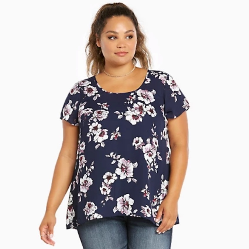 Floral Print Georgette Pleated Back Blouse